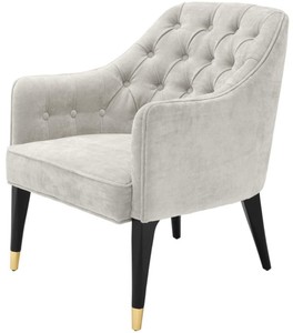 Casa Padrino Luxus Sessel Sandfarben / Schwarz / Gold 65 x 80 x H. 88 cm - Chesterfield Möbel