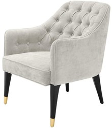 Casa Padrino Sillón de Lujo Colores de Arena / Negro / Oro 65 x 80 x H. 88 cm - Muebles Chesterfield