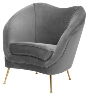 Casa Padrino sillón de salón de lujo gris / latón 85 x 77 x H. 80 cm - Colección de Lujo