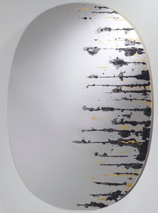 Casa Padrino espejo de pared de diseño negro / oro 76 x H. 110 cm - Espejo de la Sala de Estar de Lujo