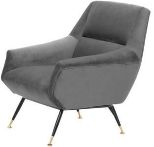 Casa Padrino Luxus Salon Sessel Grau / Schwarz / Messing 75 x 75 x H. 78 cm - Hotel Möbel