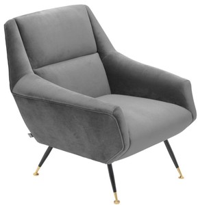 Casa Padrino Luxus Salon Sessel Grau / Schwarz / Messing 75 x 75 x H. 78 cm - Hotel Möbel