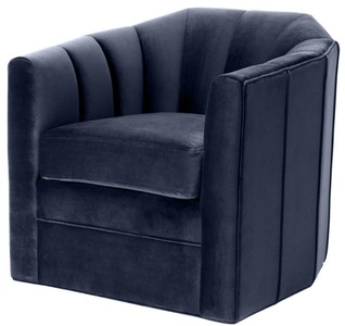 Casa Padrino sillón giratorio de lujo azul de medianoche 84 x 85 x H. 77 cm - Sillón de Sala de Estar