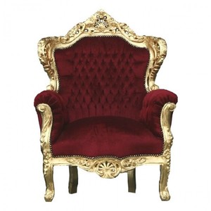 Casa Padrino Sillón Barroco King Burdeos / Oro - Trono artesanal de madera maciza, 120 x 85 x 85 cm Casa Padrino Sillón Barroco King Burdeos / Oro - Trono artesanal de madera maciza, 120 x 85 x 85 cm