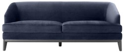 Casa Padrino sofá de la sala de estar azul de medianoche / negro 195 x 90 x H. 75 cm - Muebles de Lujo