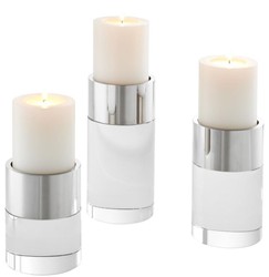 Casa Padrino Luxury Crystal Glass Tealight Holder Set Silver - Living Room Decoration