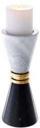 Casa Padrino porte-bougie en marbre de luxe noir / blanc / or Ø 11 x H. 28 cm - Accessoires de Décoration de Restaurant & Hôtel