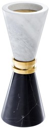 Casa Padrino porte-bougie en marbre de luxe noir / blanc / or Ø 11 x H. 28 cm - Accessoires de Décoration de Restaurant & Hôtel