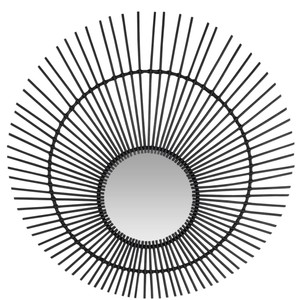 Casa Padrino espejo de mimbre de diseño negro Ø 120 cm - Espejo de Pared en Diseño Solar