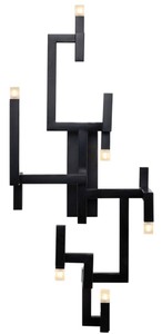 Casa Padrino Luxus Wohnzimmer Edelstahl LED Wandleuchte Schwarz 30,5 x 28,5 x H. 73,5 cm - Pulverbeschichtete Designer Wandlampe