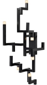 Casa Padrino Luxus Wohnzimmer Edelstahl LED Wandleuchte Schwarz 30,5 x 28,5 x H. 73,5 cm - Pulverbeschichtete Designer Wandlampe