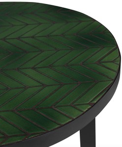Casa Padrino Luxus Couchtisch Grün / Schwarz Ø 50 x H. 45 cm - Runder Wohnzimmertisch mit Keramik Fliesen