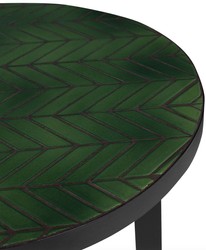 Casa Padrino table basse de luxe vert / noir Ø 50 x H. 45 cm - Table Basse Ronde avec Carreaux de Céramique