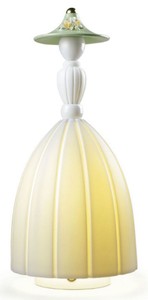 Casa Padrino lampe de table LED design en porcelaine dame blanc / multicolore Ø 17 x H. 37 cm - Qualité de Luxe