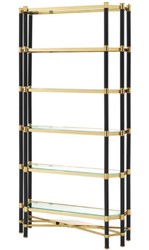 Casa Padrino armario de estantería de lujo de la sala de estar oro / negro 110 x 35 x H. 220 cm - Armario de la Sala de Estar