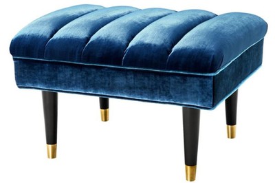 Casa Padrino Panca di Lusso Blu / Nero / Oro 68 x 50 x H. 45 cm - Arredo Hotel