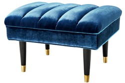 Casa Padrino Panca di Lusso Blu / Nero / Oro 68 x 50 x H. 45 cm - Arredo Hotel