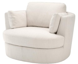 Casa Padrino Fauteuil / Fauteuil Pivotant de Luxe Blanc 110 x 100 x H. 70 cm - Meubles de Salon