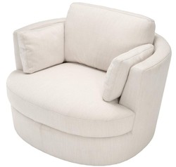 Casa Padrino Fauteuil / Fauteuil Pivotant de Luxe Blanc 110 x 100 x H. 70 cm - Meubles de Salon