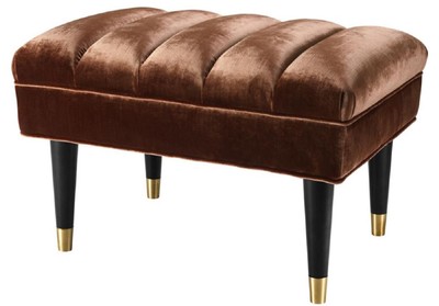 Casa Padrino Panca di Lusso Arancio Scuro / Nero / Oro 68 x 50 x H. 45 cm - Qualità di Lusso