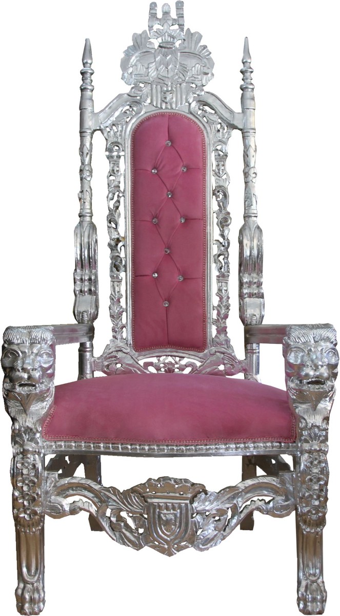 Sillón de trono barroco Casa Padrino plata / azul con silla de diamantes de imitación bling royal - sillón de bodas - sillón gigante Sillón de trono barroco Casa Padrino plata / azul con silla de diamantes de imitación bling royal - sillón de bodas - sillón gigante