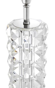 Casa Padrino Luxus Kristallglas Tischleuchte Silber / Weiß Ø 43 x H. 75 cm - Hotel & Restaurant Tischlampe mit Lampenschirm
