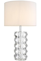 Casa Padrino lampe de table en verre de cristal de luxe argenté / blanc Ø 43 x H. 75 cm - Lampe de Table avec Abat-Jour de Hotel & Restaurant 