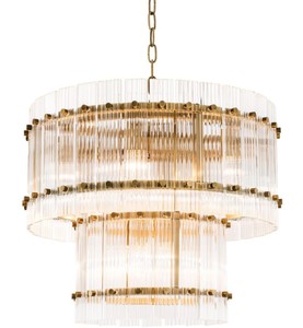 Casa Padrino Lustre en Laiton Antique Ø 57 x H. 47 cm - Lustre de Luxe Rond