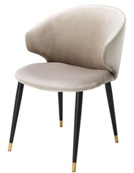 Casa Padrino luxury dining chair with armrests beige / black / gold 57 x 66 x H. 83 cm - Dining Room Furniture