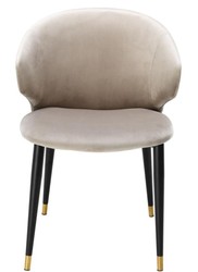 Casa Padrino luxury dining chair with armrests beige / black / gold 57 x 66 x H. 83 cm - Dining Room Furniture