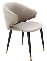 Casa Padrino luxury dining chair with armrests beige / black / gold 57 x 66 x H. 83 cm - Dining Room Furniture