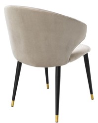 Casa Padrino luxury dining chair with armrests beige / black / gold 57 x 66 x H. 83 cm - Dining Room Furniture
