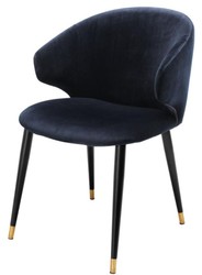 Casa Padrino luxury dining chair with armrests midnight blue / black / gold 57 x 66 x H. 83 cm - Dining Room Furniture