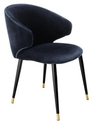 Casa Padrino luxury dining chair with armrests midnight blue / black / gold 57 x 66 x H. 83 cm - Dining Room Furniture