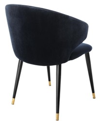 Casa Padrino luxury dining chair with armrests midnight blue / black / gold 57 x 66 x H. 83 cm - Dining Room Furniture