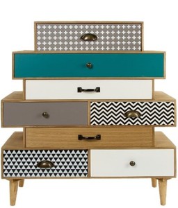 Casa Padrino commode luxe à 8 tiroirs brun clair / multicolore 94 x 34 x H. 84 cm - Commode dans les Années 70 Design Casa Padrino commode luxe à 8 tiroirs brun clair / multicolore 94 x 34 x H. 84 cm - Commode dans les Années 70 Design