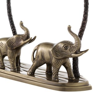 Casa Padrino Luxus Kerzenhalter Elefanten & Palmen Antik Messing / Bronze  38 x 7,5 x H. 28,5 cm - Hotel & Restaurant Deko Accessoires