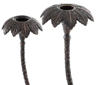 Casa Padrino Luxus Kerzenhalter Elefanten & Palmen Antik Messing / Bronze  38 x 7,5 x H. 28,5 cm - Hotel & Restaurant Deko Accessoires
