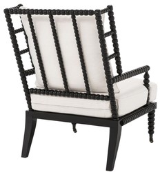 Casa Padrino sillón de caoba de lujo negro / blanco 72 x 95 x H. 108,5 cm - Muebles de Hotel