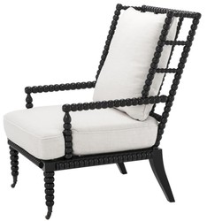 Casa Padrino sillón de caoba de lujo negro / blanco 72 x 95 x H. 108,5 cm - Muebles de Hotel