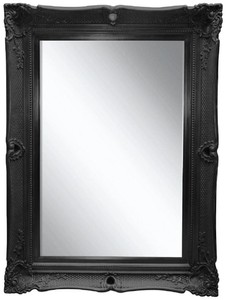 Casa Padrino Baroque Mirror Black 91 x H. 120 cm - Magnificent Wall Mirror with Wooden Frame and Beautiful Decorations