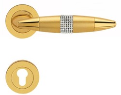 Casa Padrino set di maniglia per porte di lusso oro 16 x H. 5 cm - Maniglie per Porte Occupato con Cristalli Swarovski