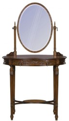 Casa Padrino Luxury Baroque Vanity Table Dark Brown / Brown 80 x 57 x H. 142 cm - Oval Vanity Table in Baroque Style