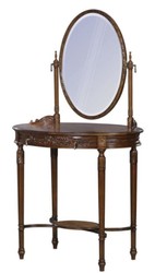 Casa Padrino Luxury Baroque Vanity Table Dark Brown / Brown 80 x 57 x H. 142 cm - Oval Vanity Table in Baroque Style