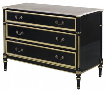 Casa Padrino Luxus Barock Kommode mit 3 Schubladen und Marmorplatte Schwarz / Gold / Weiß 111,3 x 52,6 x H. 81,3 cm - Luxus Möbel im Barockstil