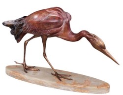 Casa Padrino figura di bronzo di lusso airone multicolore 78 x 21 x H. 45 cm - Scultura di Bronzo di Lusso su Base di Marmo