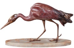 Casa Padrino figura di bronzo di lusso airone multicolore 78 x 21 x H. 45 cm - Scultura di Bronzo di Lusso su Base di Marmo