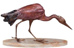 Casa Padrino figura di bronzo di lusso airone multicolore 78 x 21 x H. 45 cm - Scultura di Bronzo di Lusso su Base di Marmo