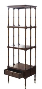 Casa Padrino Luxus Wohnzimmerschrank / Regalschrank mit Schublade Dunkelbraun 44 x 36 x H. 163 cm - Luxus Wohnzimmermöbel