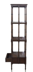 Casa Padrino Luxus Wohnzimmerschrank / Regalschrank mit Schublade Dunkelbraun 44 x 36 x H. 163 cm - Luxus Wohnzimmermöbel